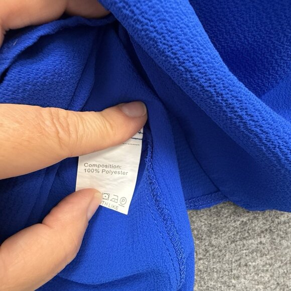 Navy Blue Blouse Womens Large Flowy Pullover Career Polyester Top Lightweight - Picture 9 of 14